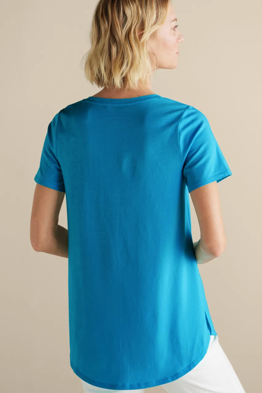 Soft Surroundings Soft Essential Supima Isabel Short Sleeve Tunic- Tops|Tunics & Leggings