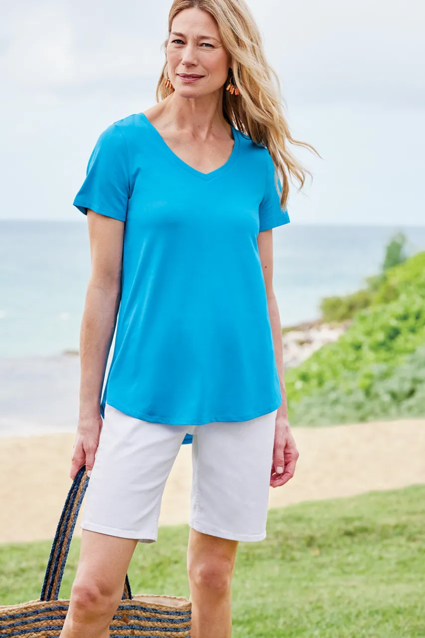 Soft Surroundings Soft Essential Supima Isabel Short Sleeve Tunic- Tops|Tunics & Leggings