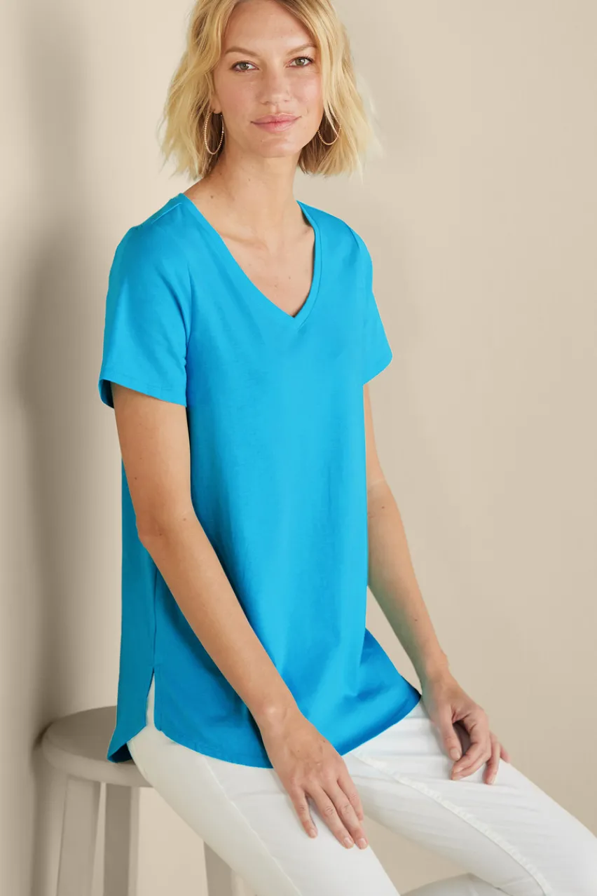 Soft Surroundings Soft Essential Supima Isabel Short Sleeve Tunic- Tops|Tunics & Leggings