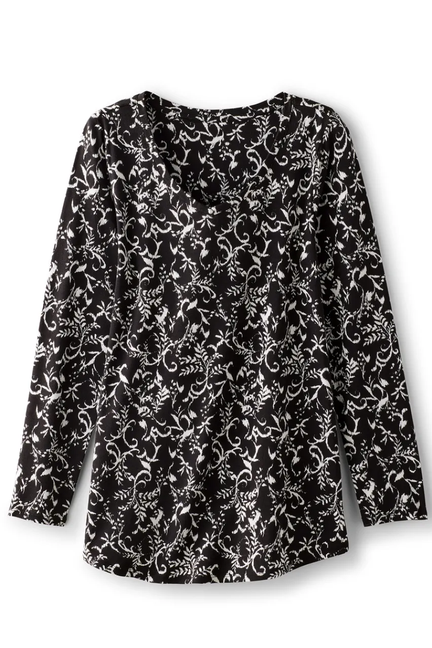 Soft Surroundings Soft Essential Supima Isabel Long Sleeve Tunic- Tops