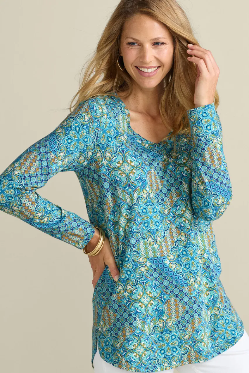 Soft Surroundings Soft Essential Supima Isabel Long Sleeve Tunic- Tops