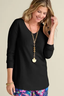 Soft Surroundings Soft Essential Supima Isabel Long Sleeve Tunic- Tops