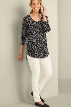 Soft Surroundings Soft Essential Supima Isabel Long Sleeve Tunic- Tops