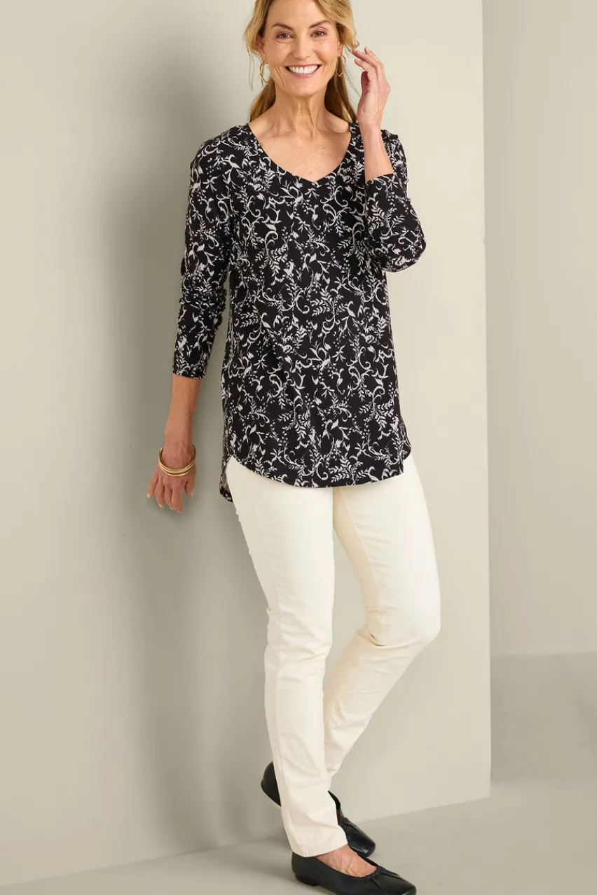 Soft Surroundings Soft Essential Supima Isabel Long Sleeve Tunic- Tops