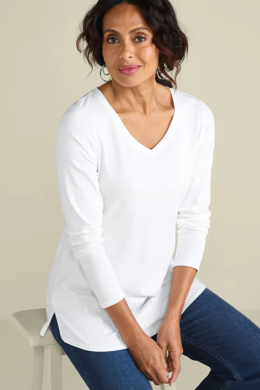 Soft Surroundings Soft Essential Supima Isabel Long Sleeve Tunic- Tops