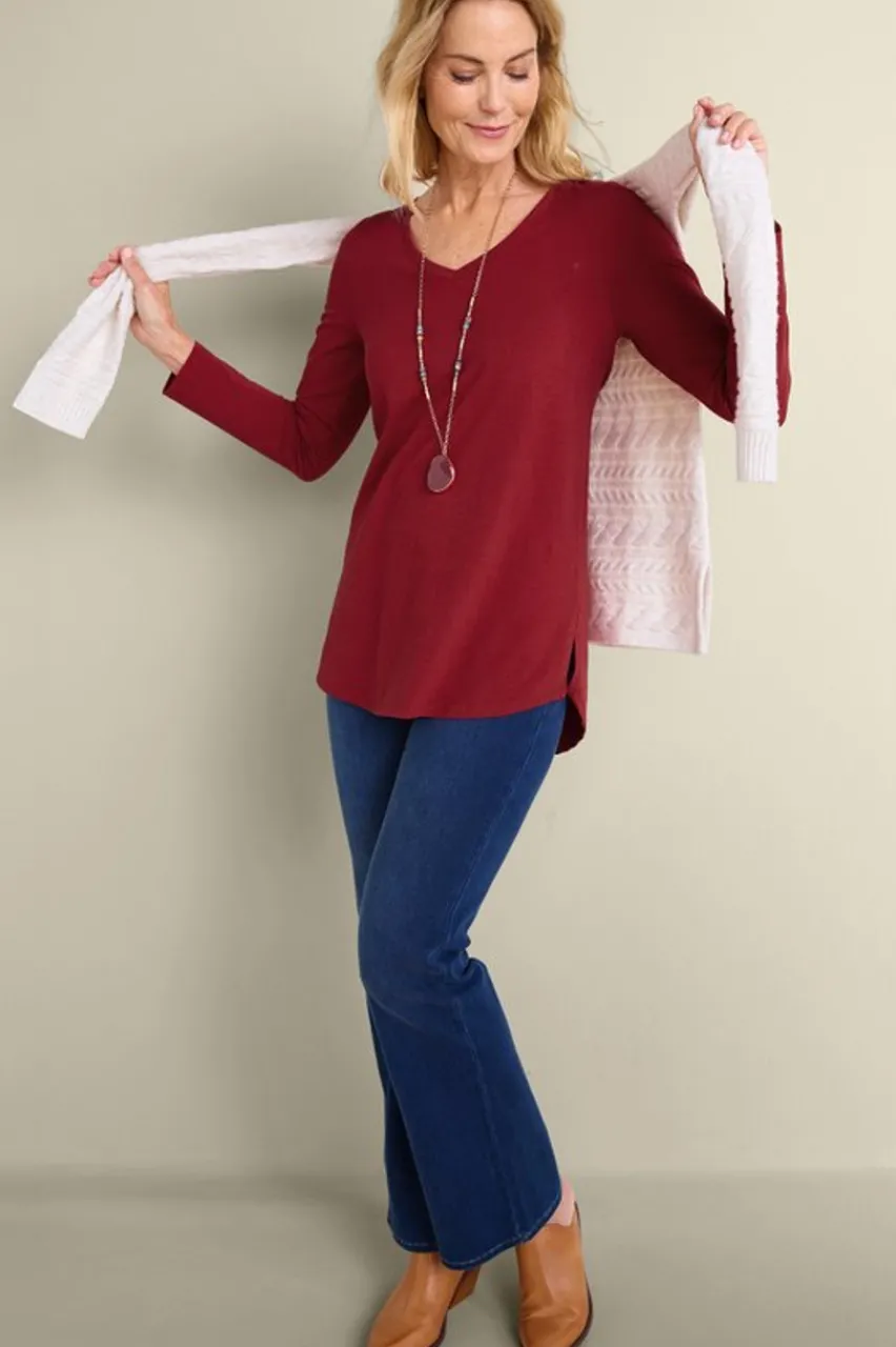 Soft Surroundings Soft Essential Supima Isabel Long Sleeve Tunic- Tops