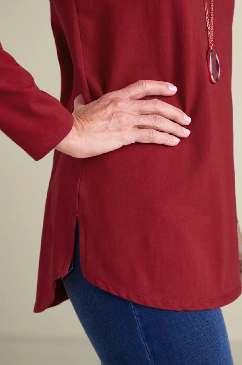 Soft Surroundings Soft Essential Supima Isabel Long Sleeve Tunic- Tops