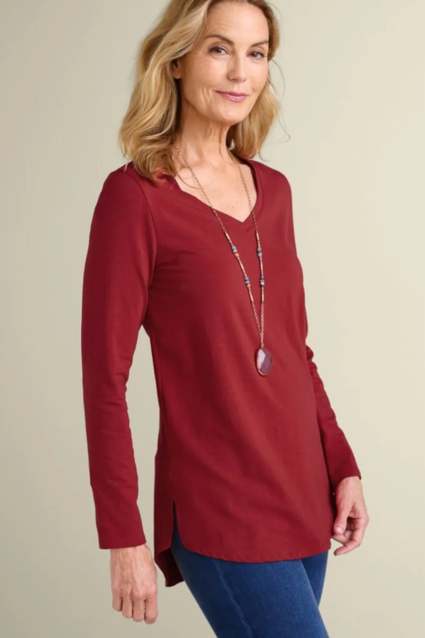Soft Surroundings Soft Essential Supima Isabel Long Sleeve Tunic- Tops