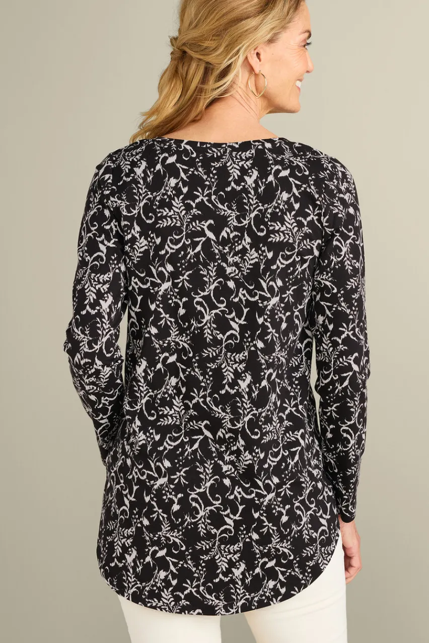 Soft Surroundings Soft Essential Supima Isabel Long Sleeve Tunic- Tops