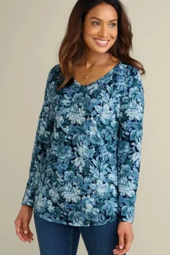 Soft Surroundings Soft Essential Supima Isabel Long Sleeve Tunic- Tops