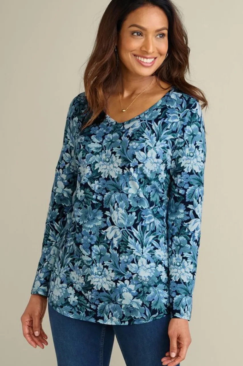 Soft Surroundings Soft Essential Supima Isabel Long Sleeve Tunic- Tops