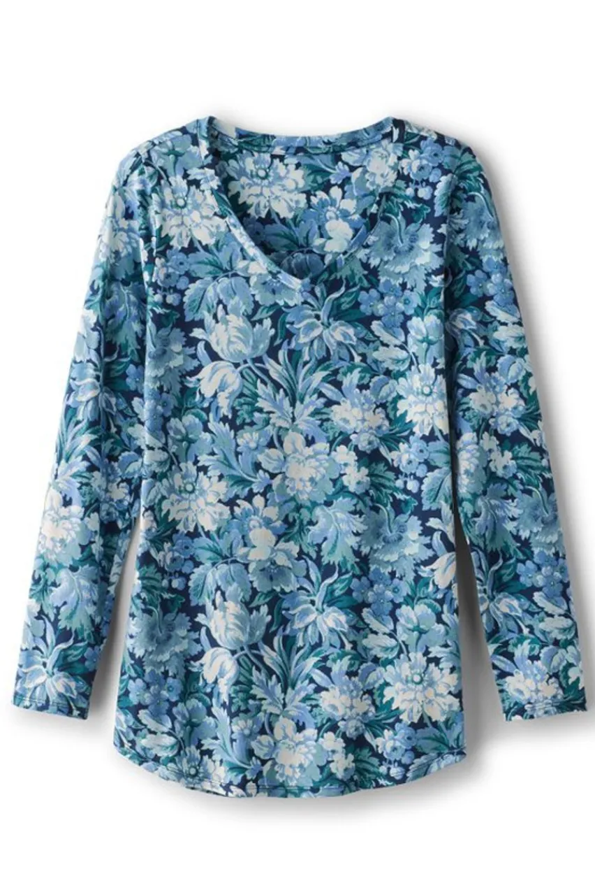 Soft Surroundings Soft Essential Supima Isabel Long Sleeve Tunic- Tops