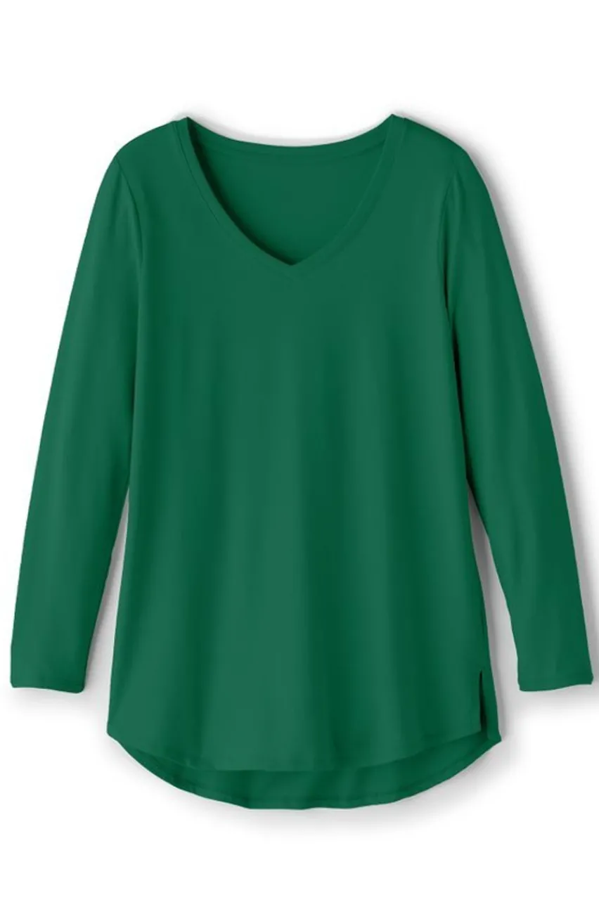 Soft Surroundings Soft Essential Supima Isabel Long Sleeve Tunic- Tops