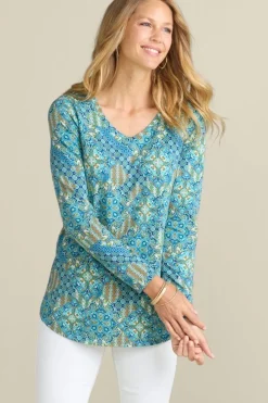 Soft Surroundings Soft Essential Supima Isabel Long Sleeve Tunic- Tops