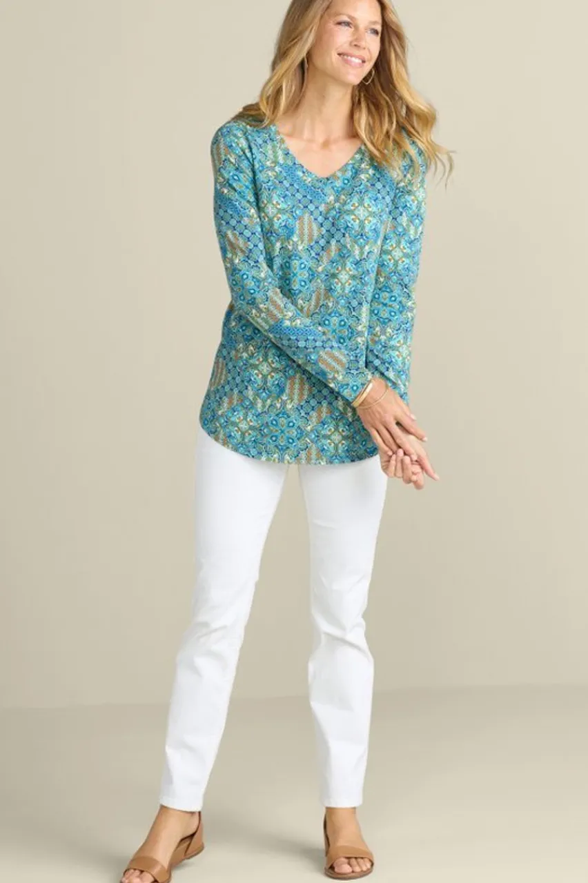 Soft Surroundings Soft Essential Supima Isabel Long Sleeve Tunic- Tops