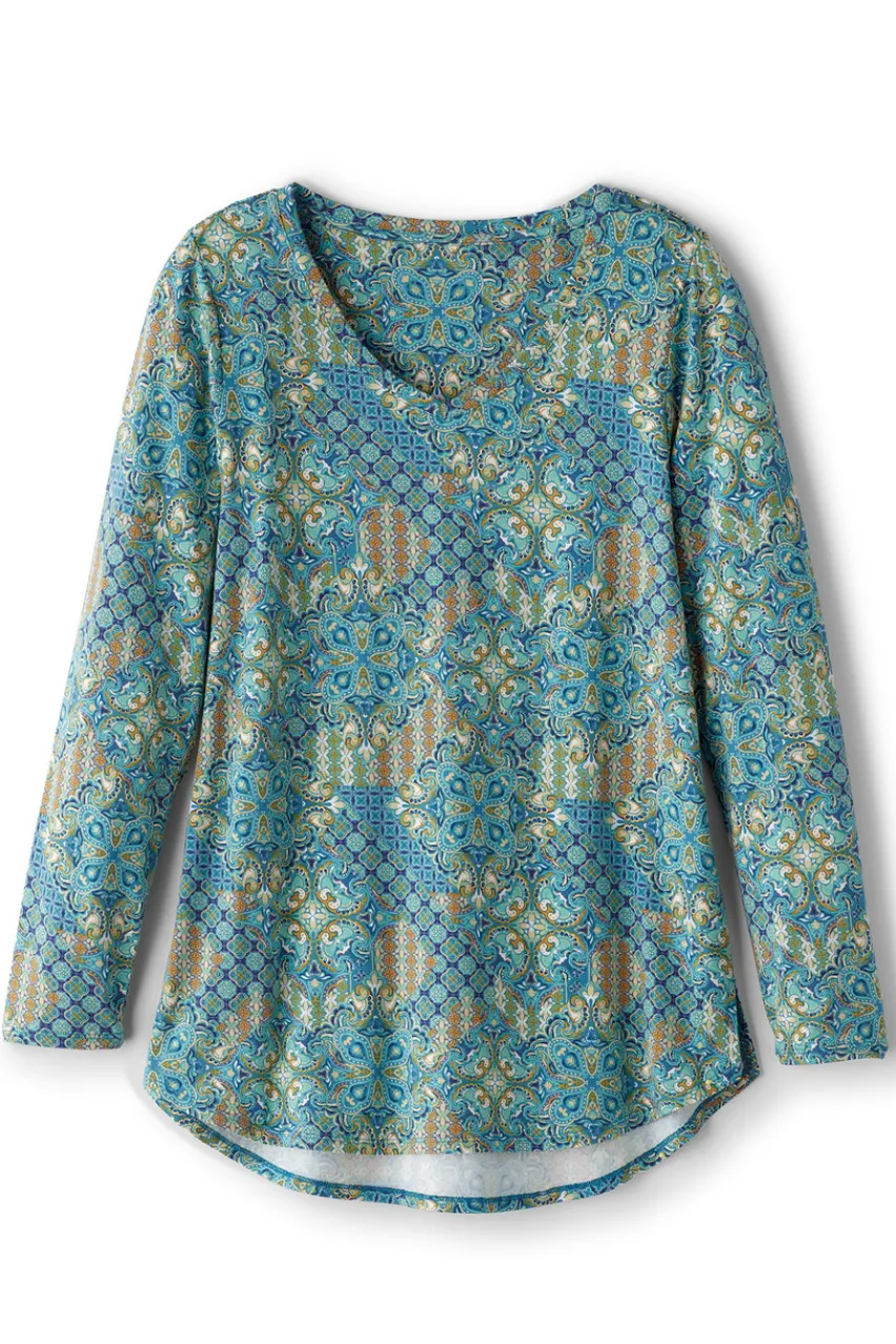 Soft Surroundings Soft Essential Supima Isabel Long Sleeve Tunic- Tops