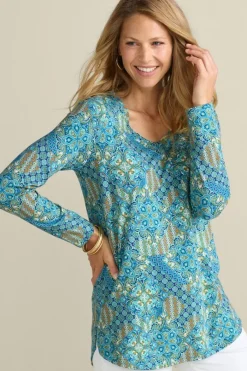 Soft Surroundings Soft Essential Supima Isabel Long Sleeve Tunic- Tops