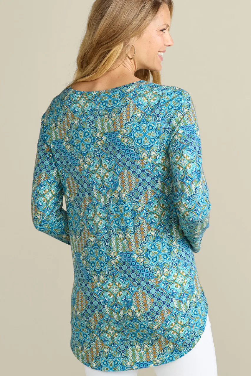 Soft Surroundings Soft Essential Supima Isabel Long Sleeve Tunic- Tops
