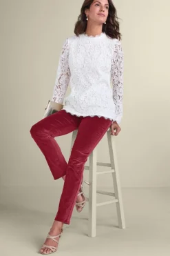 Soft Surroundings Sutton Velveteen Pull-On Slim Leg Pants- Pants