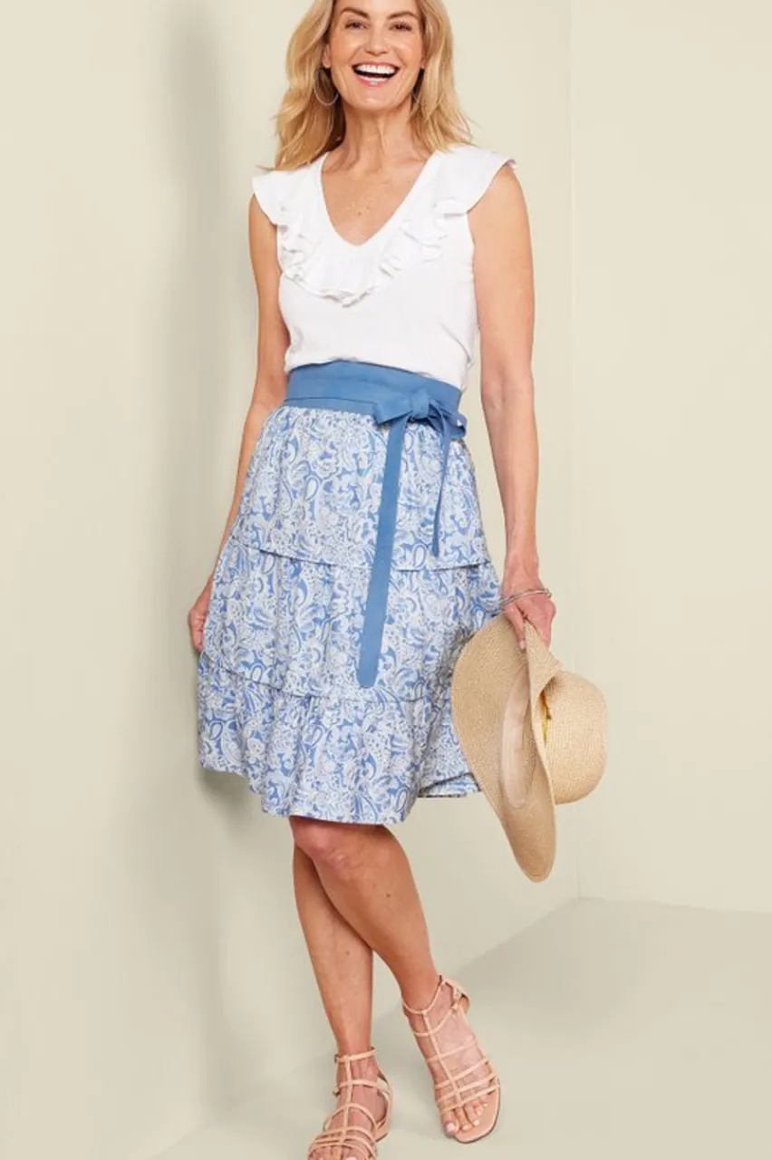 Soft Surroundings Talisa Linen Blend Skirt- Skirts