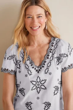Soft Surroundings Teres Embroidered Tee- Tops