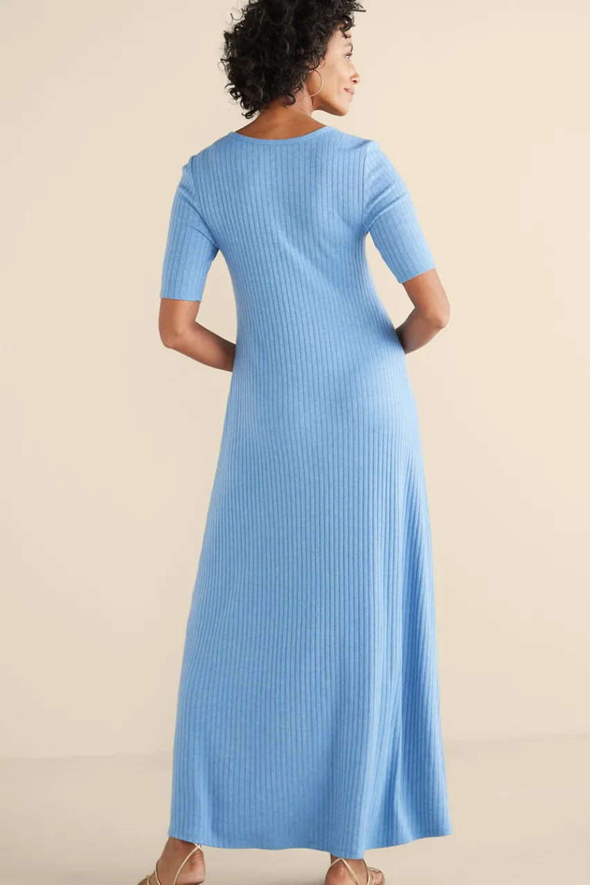Soft Surroundings Textured Short Sleeve Santiago Dress- Dresses