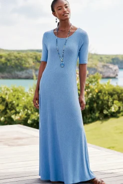 Soft Surroundings Textured Short Sleeve Santiago Dress- Dresses