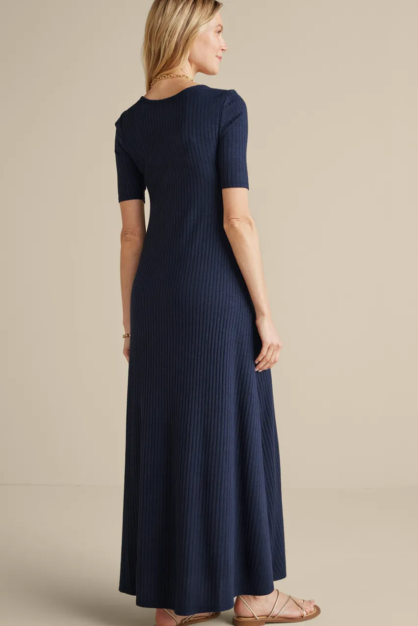 Soft Surroundings Textured Short Sleeve Santiago Dress- Dresses