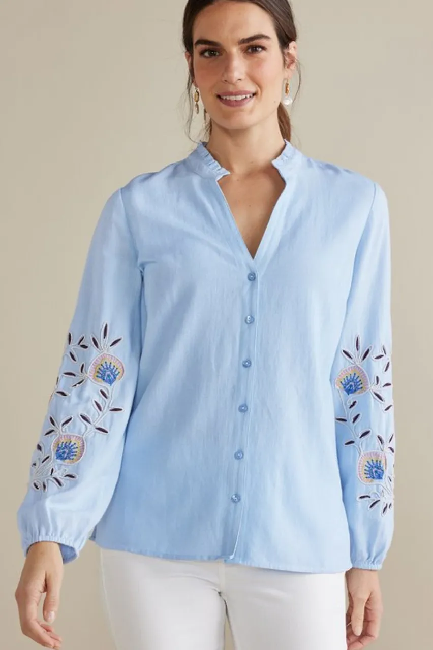 Soft Surroundings Titania Embroidered Top- Tops
