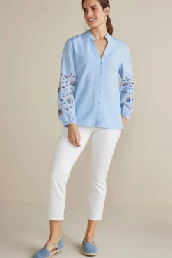 Soft Surroundings Titania Embroidered Top- Tops