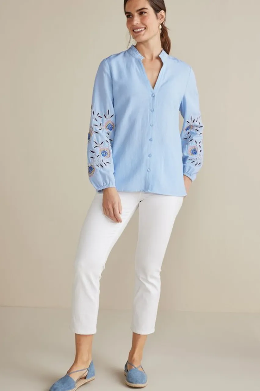 Soft Surroundings Titania Embroidered Top- Tops