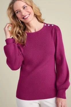 Soft Surroundings Tyla Button Shoulder Sweater- Tops|Sweaters & Cardigans