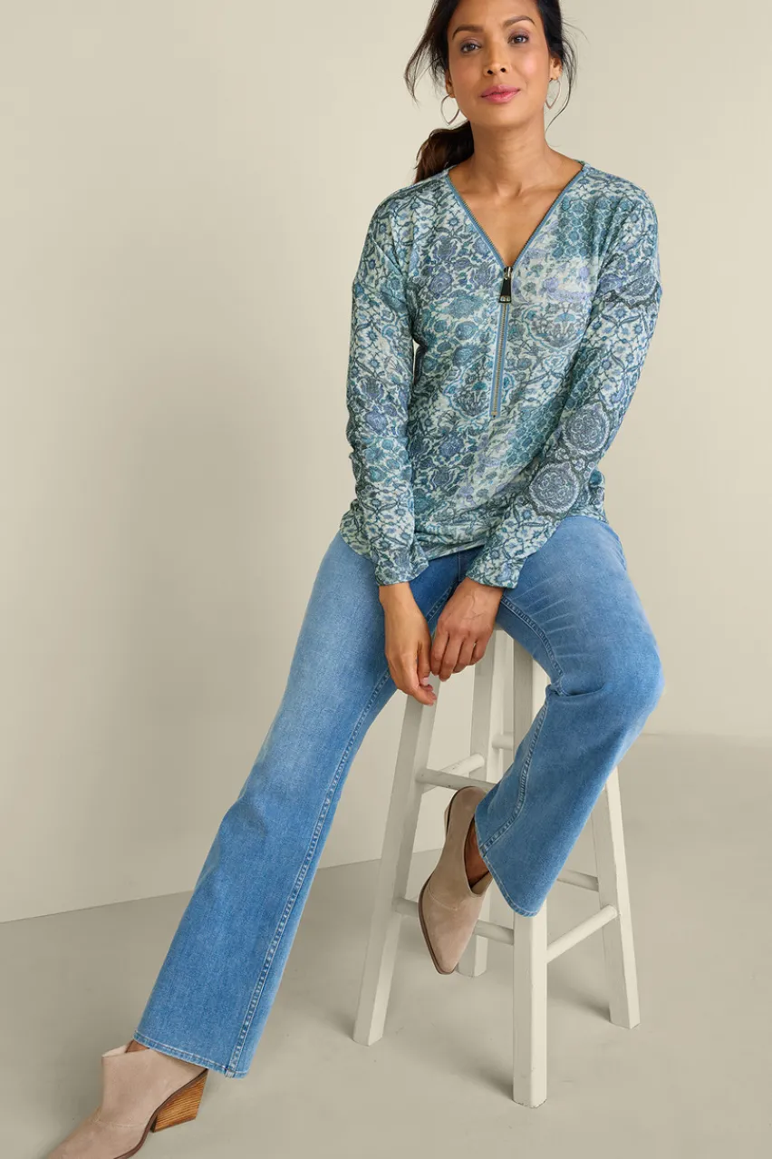Soft Surroundings Valentina Zip Sweater- Tops|Sweaters & Cardigans
