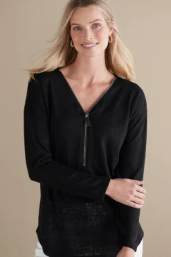 Soft Surroundings Valentina Zip Sweater- Tops|Sweaters & Cardigans