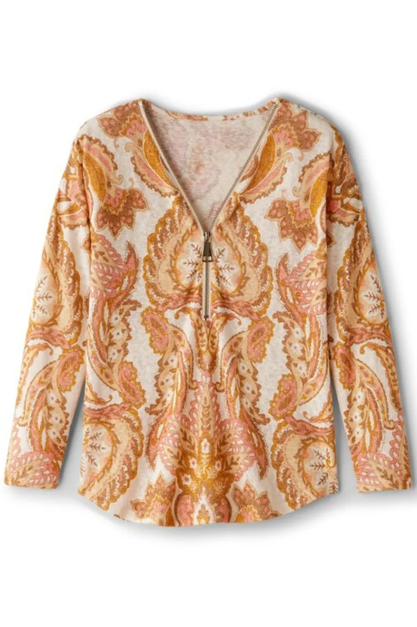 Soft Surroundings Valentina Zip Sweater- Tops|Sweaters & Cardigans