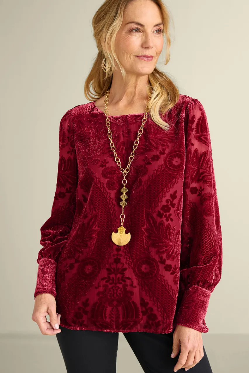 Soft Surroundings Vanetta Velvet Top- Tops