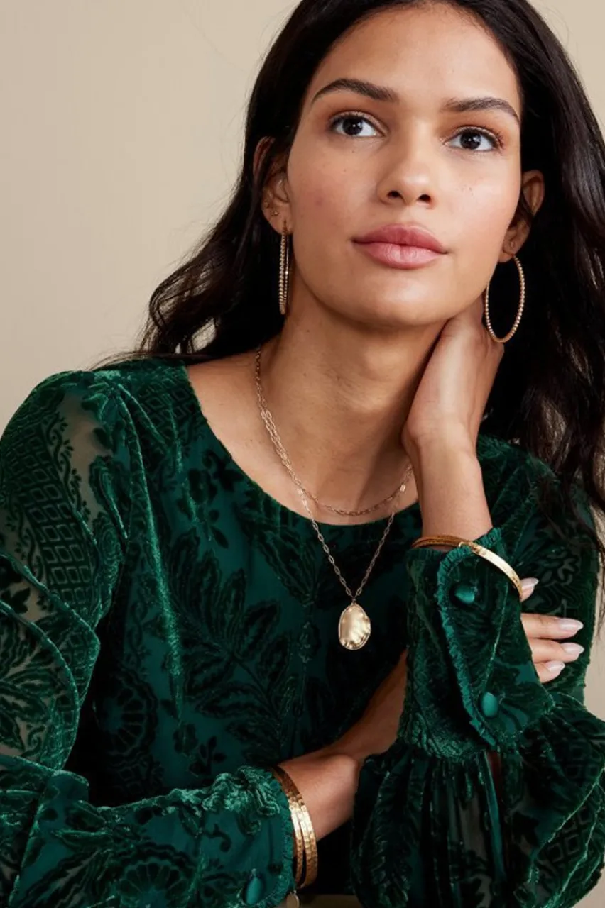 Soft Surroundings Vanetta Velvet Top- Tops