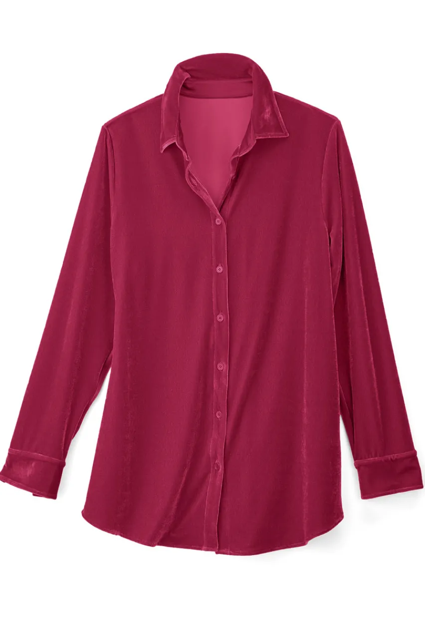 Soft Surroundings Velvet Boyfriend Tunic Shirt- Tops|Tunics & Leggings