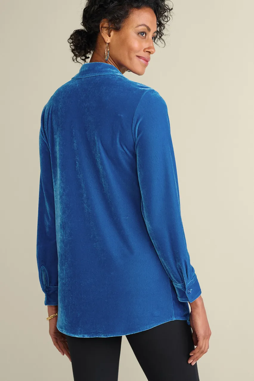 Soft Surroundings Velvet Boyfriend Tunic Shirt- Tops|Tunics & Leggings
