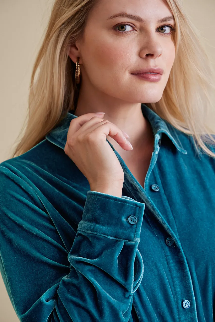 Soft Surroundings Velvet Boyfriend Tunic Shirt- Tops|Tunics & Leggings