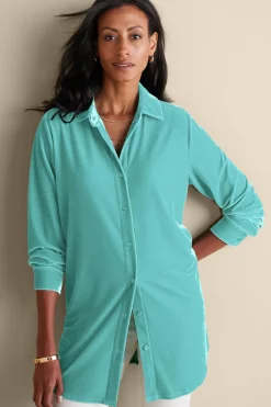 Soft Surroundings Velvet Boyfriend Tunic Shirt- Tops|Tunics & Leggings