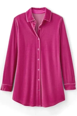 Soft Surroundings Velvet Boyfriend Tunic Shirt- Tops|Tunics & Leggings