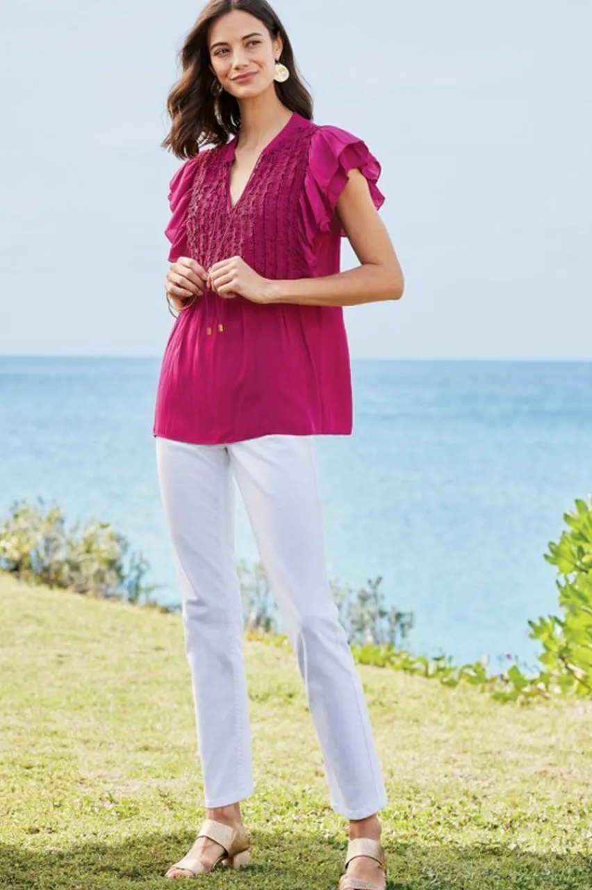 Soft Surroundings Victoria Ruffle Tunic- Tops